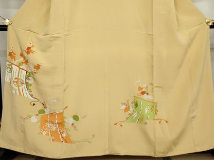 平和屋着物●銀座　志ま亀　色留袖　几帳草花文　金彩　正絹　逸品　AABJ8683cs