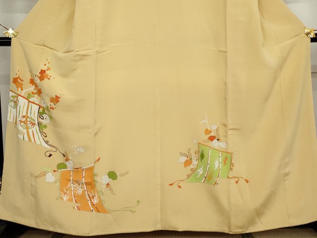 平和屋着物●銀座　志ま亀　色留袖　几帳草花文　金彩　正絹　逸品　AABJ8683cs