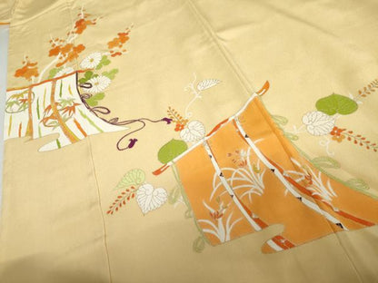 平和屋着物●銀座　志ま亀　色留袖　几帳草花文　金彩　正絹　逸品　AABJ8683cs