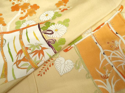 平和屋着物●銀座　志ま亀　色留袖　几帳草花文　金彩　正絹　逸品　AABJ8683cs