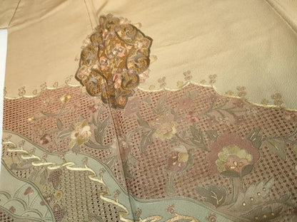 平和屋着物●中国三大刺繍　スワトウ刺繍　汕頭刺繍　蘇州刺繍　総刺繍　訪問着　更紗花唐草文　暈し染め　金銀糸　正絹　逸品　AABJ8688cs