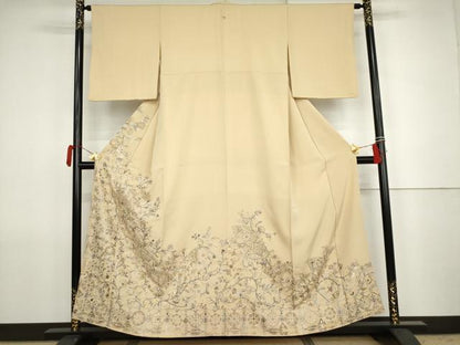 平和屋着物●中国三大刺繍　汕頭刺繍　スワトウ刺繍　総刺繍　色留袖　地紙更紗花唐草文　金糸　ますいわ屋扱い　正絹　逸品　AABJ8690cs