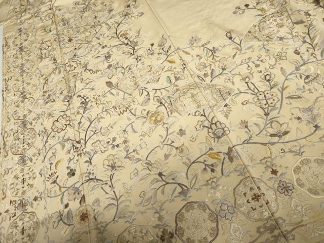 平和屋着物●中国三大刺繍　汕頭刺繍　スワトウ刺繍　総刺繍　色留袖　地紙更紗花唐草文　金糸　ますいわ屋扱い　正絹　逸品　AABJ8690cs