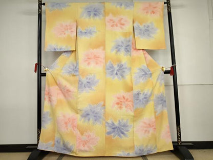 平和屋着物●上質な小紋　地紋起こし　舞花文　暈し染め　正絹　逸品　AABJ8692cs