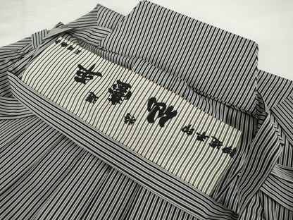 平和屋着物●男性　馬乗り袴　伊達平印　仙台平　縞　正絹　逸品　AABJ8699cs