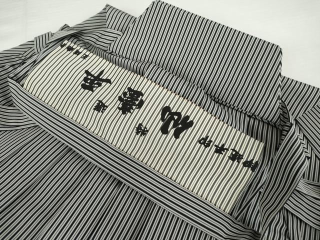 平和屋着物●男性　馬乗り袴　伊達平印　仙台平　縞　正絹　逸品　AABJ8699cs
