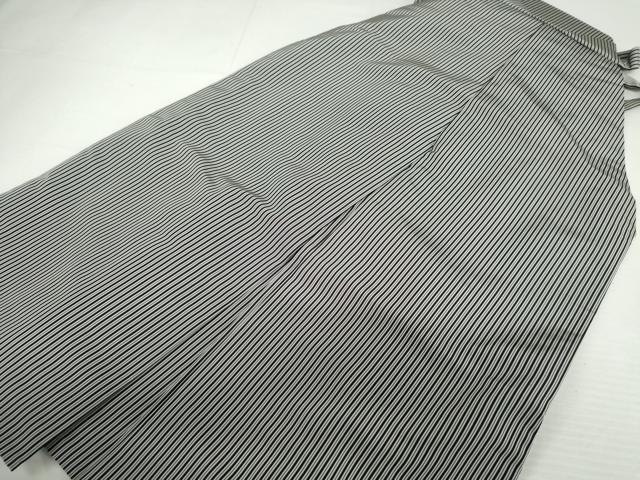 平和屋着物●男性　馬乗り袴　伊達平印　仙台平　縞　正絹　逸品　AABJ8699cs