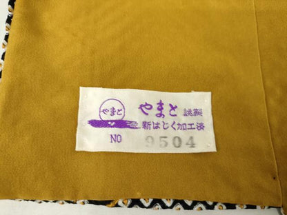 平和屋着物●上質な小紋　総絞り　流水文　黒地　やまと誂製　正絹　逸品　AABJ8700cs