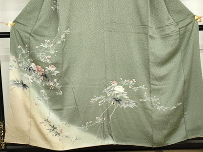 平和屋着物●訪問着　友禅　枝花文　暈し染め　正絹　逸品　AABJ8701cs