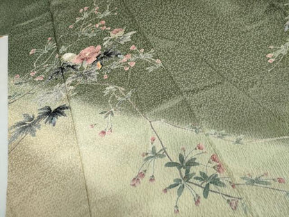 平和屋着物●訪問着　友禅　枝花文　暈し染め　正絹　逸品　AABJ8701cs
