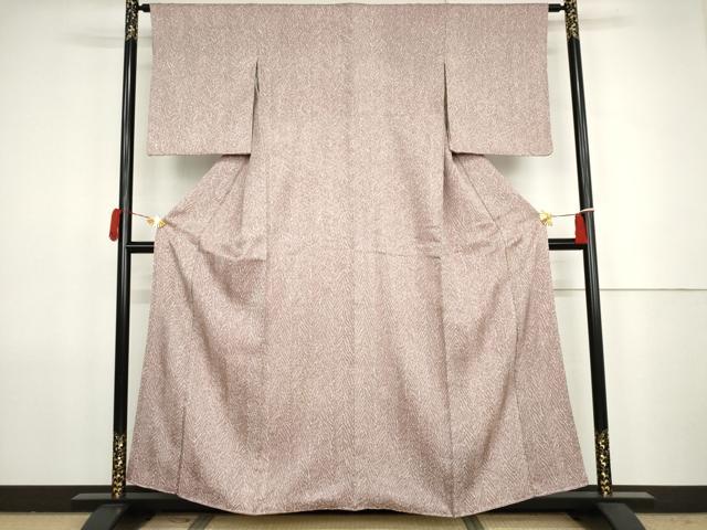 平和屋着物●名門　藤娘きぬたや・杢目絞り　小紋　正絹　逸品　AABJ8704cs