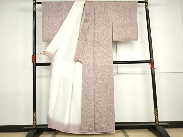 平和屋着物●名門　藤娘きぬたや・杢目絞り　小紋　正絹　逸品　AABJ8704cs