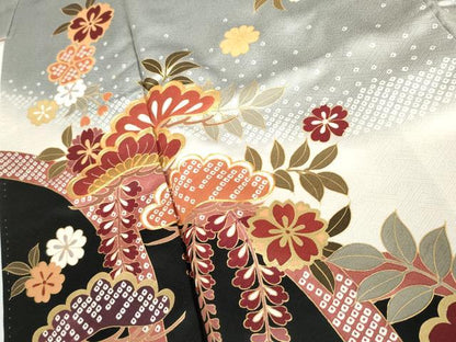 平和屋着物●訪問着　駒刺繍　桜松文　藤花房　暈し染め　金彩　正絹　逸品　AABJ8705cs