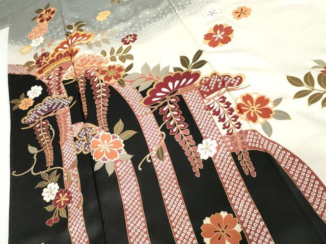 平和屋着物●訪問着　駒刺繍　桜松文　藤花房　暈し染め　金彩　正絹　逸品　AABJ8705cs