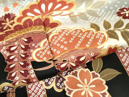平和屋着物●訪問着　駒刺繍　桜松文　藤花房　暈し染め　金彩　正絹　逸品　AABJ8705cs