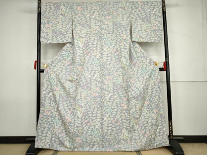 平和屋着物●上質な小紋　枝花文　金彩　正絹　逸品　AABJ8707cs