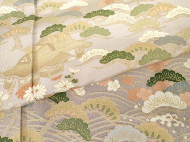 平和屋着物●訪問着　浜松風景文　暈し染め　金彩　正絹　逸品　AABJ8709cs