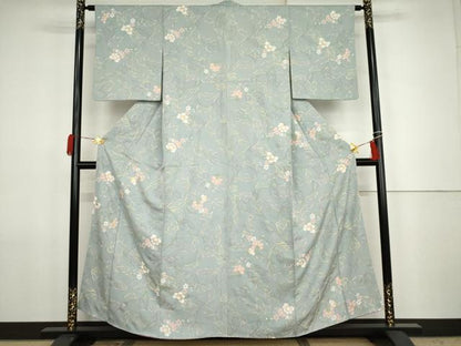 平和屋着物●上質な小紋　草花文　金彩　正絹　逸品　AABJ8710cs