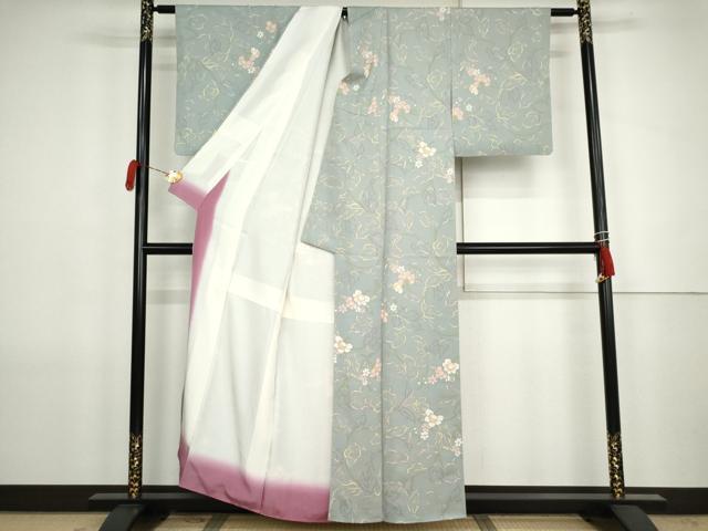 平和屋着物●上質な小紋　草花文　金彩　正絹　逸品　AABJ8710cs