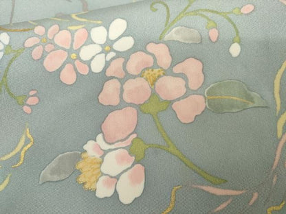 平和屋着物●上質な小紋　草花文　金彩　正絹　逸品　AABJ8710cs
