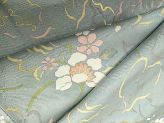 平和屋着物●上質な小紋　草花文　金彩　正絹　逸品　AABJ8710cs