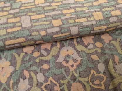 平和屋着物●訪問着　縦節紬　更紗花唐草文　正絹　逸品　AABJ8712cs