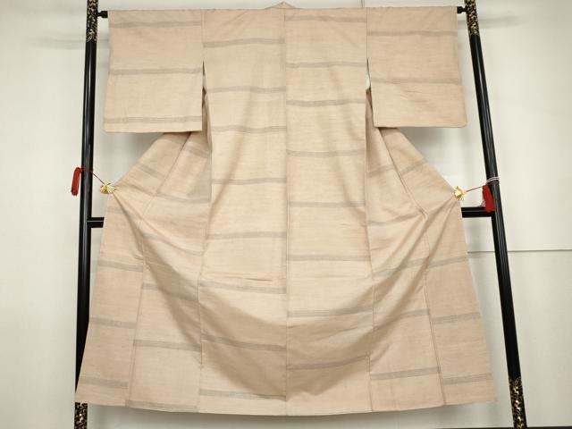 平和屋着物●上質な紬　80亀甲　横段文　正絹　逸品　AABJ8714cs