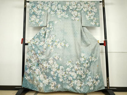 平和屋着物●訪問着　作家物　手描き　桜　暈し染め　正絹　逸品　AABJ8715cs