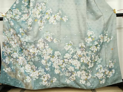 平和屋着物●訪問着　作家物　手描き　桜　暈し染め　正絹　逸品　AABJ8715cs