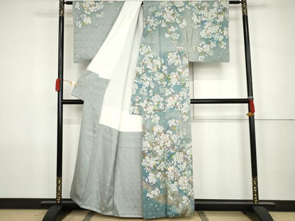 平和屋着物●訪問着　作家物　手描き　桜　暈し染め　正絹　逸品　AABJ8715cs