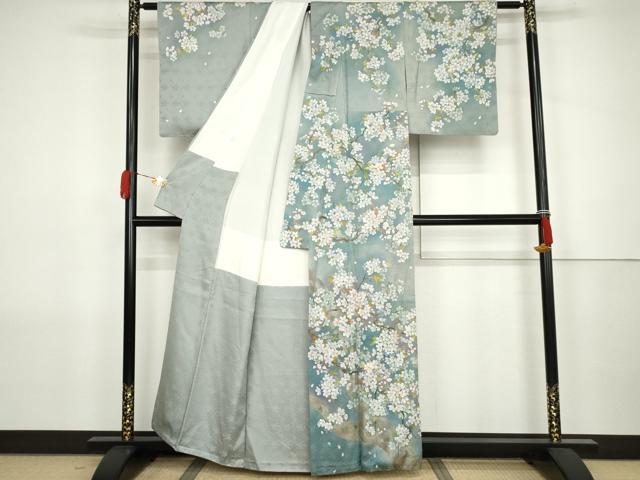 平和屋着物●訪問着　作家物　手描き　桜　暈し染め　正絹　逸品　AABJ8715cs