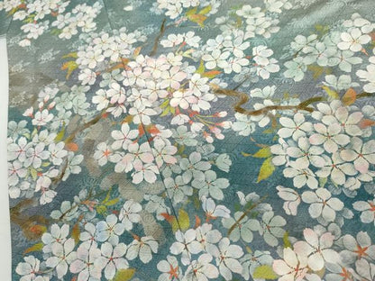 平和屋着物●訪問着　作家物　手描き　桜　暈し染め　正絹　逸品　AABJ8715cs