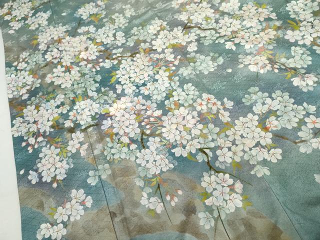 平和屋着物●訪問着　作家物　手描き　桜　暈し染め　正絹　逸品　AABJ8715cs
