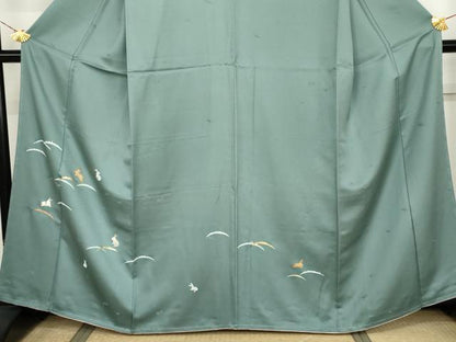 平和屋着物●訪問着　駒刺繍　雪芝に跳び兎　金彩　正絹　逸品　未使用　AABJ8720cs