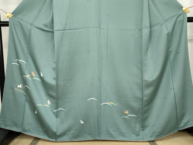 平和屋着物●訪問着　駒刺繍　雪芝に跳び兎　金彩　正絹　逸品　未使用　AABJ8720cs