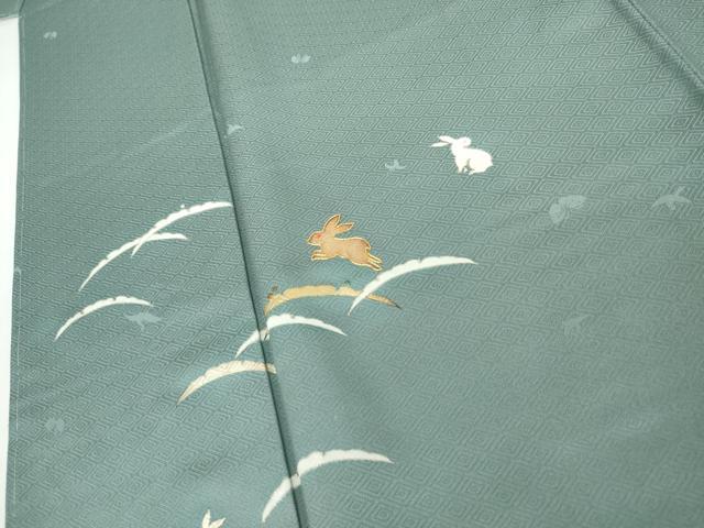 平和屋着物●訪問着　駒刺繍　雪芝に跳び兎　金彩　正絹　逸品　未使用　AABJ8720cs