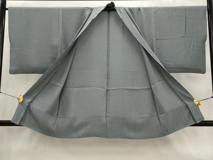 平和屋着物▽男性　羽織　スリーシーズン　春夏秋　塵除け　鉛色　正絹　逸品　AABJ8721st