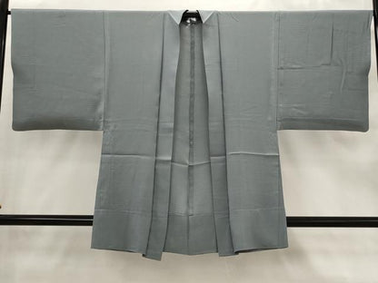 平和屋着物▽男性　羽織　スリーシーズン　春夏秋　塵除け　鉛色　正絹　逸品　AABJ8721st