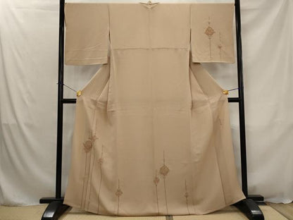 平和屋着物▽中国三大刺繍　蘇州刺繍　訪問着　単衣　更紗花文　金糸　正絹　逸品　AABJ8724st