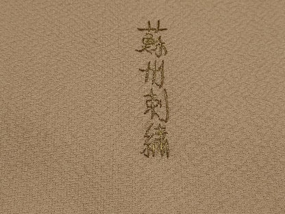 平和屋着物▽中国三大刺繍　蘇州刺繍　訪問着　単衣　更紗花文　金糸　正絹　逸品　AABJ8724st