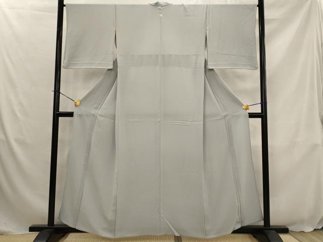 平和屋着物▽上質な色無地　単衣　銀鼠色　正絹　逸品　AABJ8725st