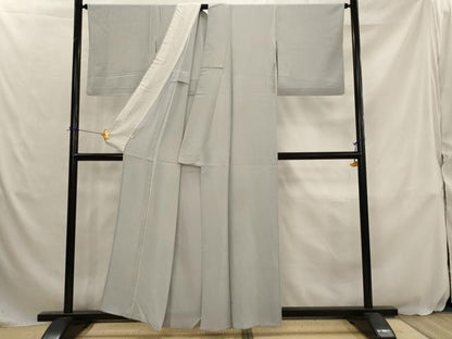 平和屋着物▽上質な色無地　単衣　銀鼠色　正絹　逸品　AABJ8725st