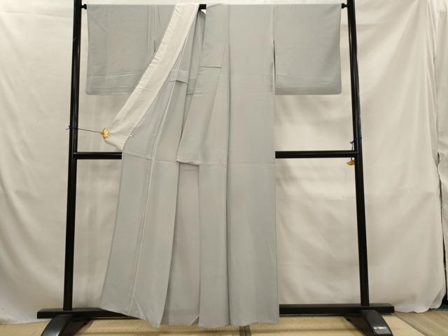 平和屋着物▽上質な色無地　単衣　銀鼠色　正絹　逸品　AABJ8725st