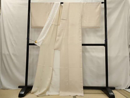 平和屋着物▽色無地　単衣　花地紋　洗柿色　高島屋扱い　洗える着物　AABJ8729st