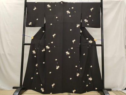 平和屋着物▽上質な小紋　単衣　蔦の葉文　金彩　正絹　逸品　AABJ8730st