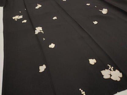 平和屋着物▽上質な小紋　単衣　蔦の葉文　金彩　正絹　逸品　AABJ8730st