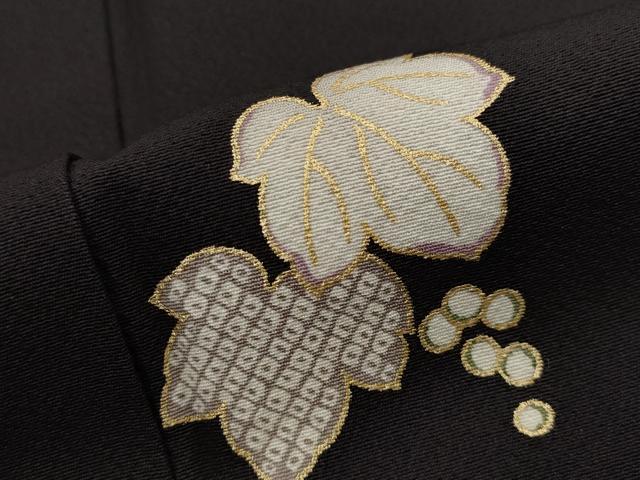 平和屋着物▽上質な小紋　単衣　蔦の葉文　金彩　正絹　逸品　AABJ8730st