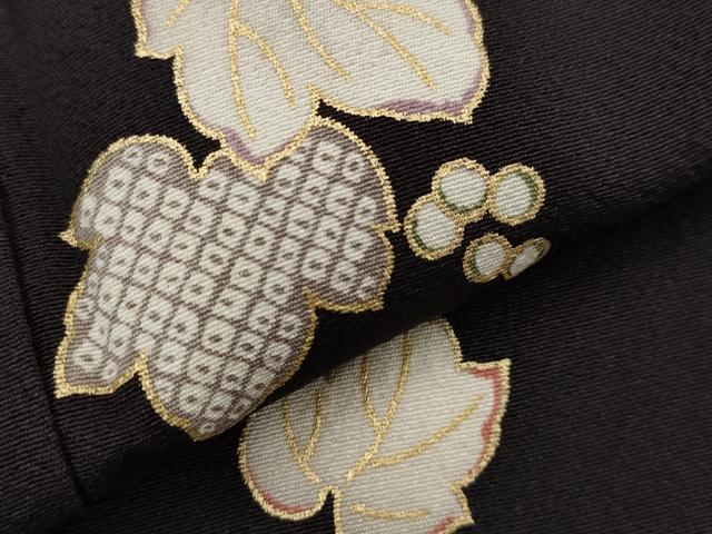 平和屋着物▽上質な小紋　単衣　蔦の葉文　金彩　正絹　逸品　AABJ8730st