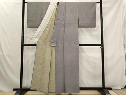 平和屋着物▽江戸小紋　単衣　草花文　正絹　逸品　AABJ8733st