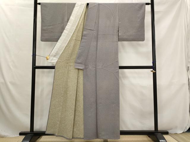 平和屋着物▽江戸小紋　単衣　草花文　正絹　逸品　AABJ8733st